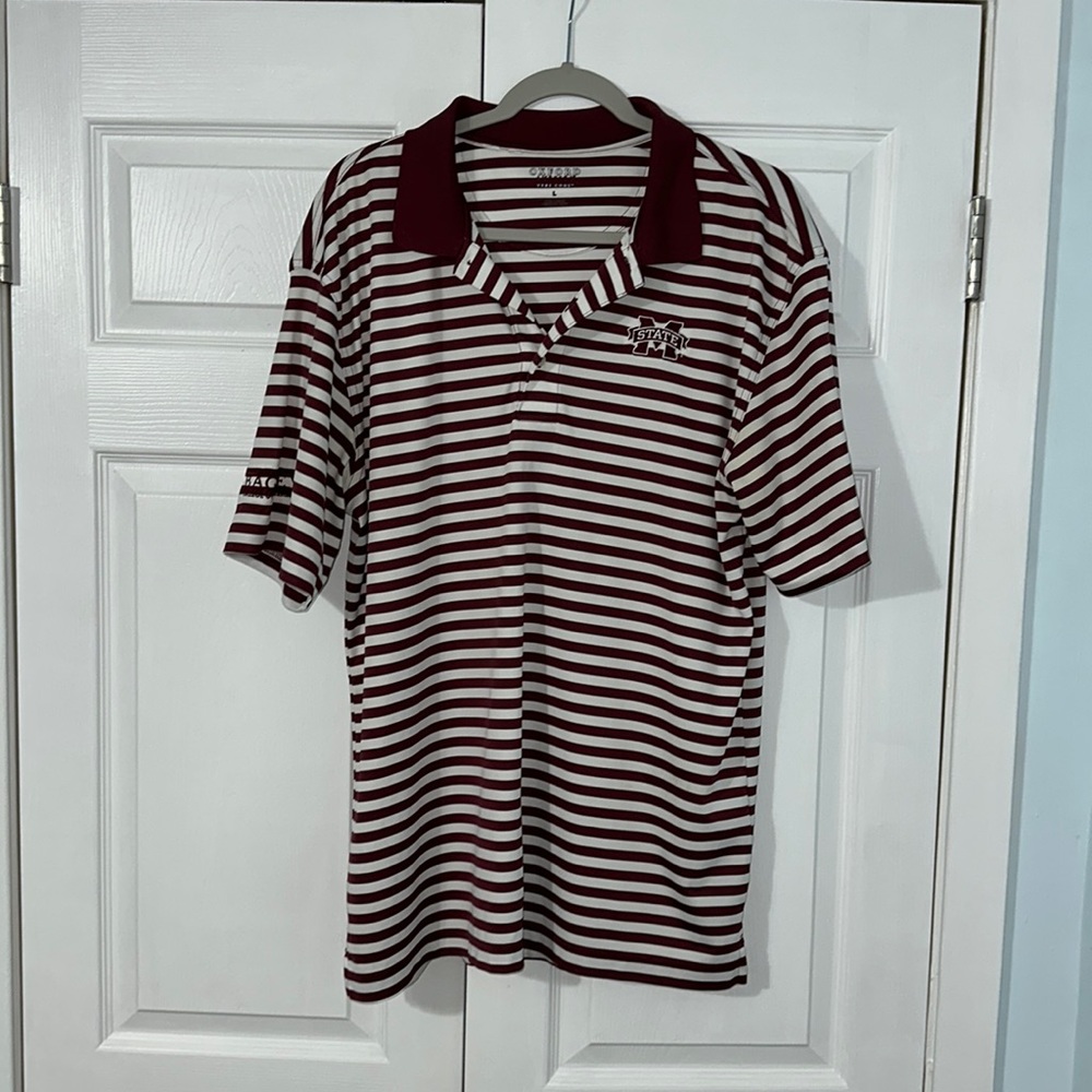 Men’s large polo, MS State logo, engineering logo on sleeve